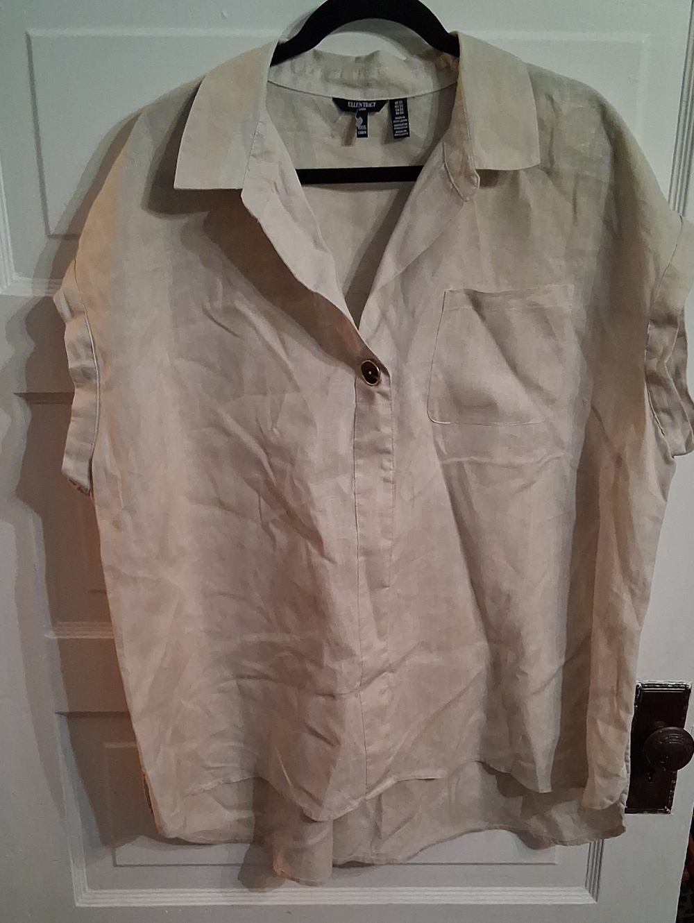 Ellen Tracy Light Cream Linen Shirt